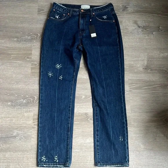 NEW one teaspoon VIRGIN BLUE AWESOME BAGGIES HIGH WAIST STRAIGHT LEG JEANS BLUE